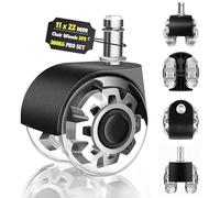 WECUTE Ruedas para Silla Oficina 11X 22MM, 5 Pcs Ruedas para Silla Oficina, 360 grados, rotación sin arañazos, para parquet, alfombras, laminado y azulejos, Silencioso, Seguro, Duradero (11 * 22MM)