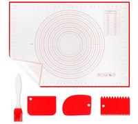 WECUTE Tapete de Silicona para Hornear, 70 * 50 CM Tapete De Silicona Libre De Bpa, Resistente al Calor, Fácil de Limpiar, Hornear (3 Pcs Raspador 1 Cepillar) (Rojo)