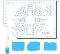 WECUTE Tapete de Silicona para Hornear, 70 * 50 CM Tapete De Silicona Libre De Bpa, Resistente al Calor, Fácil de Limpiar, Hornear (3 Pcs Raspador 1 Cepillar) (Azul)