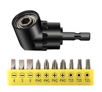 WEDAMOO 11 Piezas Adaptador de Destornillador Angular Set, 105° Taladro de Ángulo Recto, Taladro Angular Multifunción, Vástago Hexagonal de 1/4 Pulgadas para taladrar y atornillar espacios estrechos