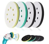 WEDAMOO 4 Piezas Almohadilla Suave de Lijado, 125mm Almohadilla de Interfaz de Esponja, Cojín de Lijadora, Almohadillas de Discos de Lijado para Pulidoras y Máquinas de Lijado(8 Hoyos)