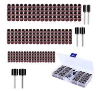WEDAMOO Juego de 222 fundas para lijadora de tambor, incluye 216 fundas de banda de lijado de uñas (grano 80/120) y 6 mandriles de tambor de goma, para herramienta giratoria Dremel