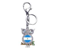 Wedarego Llavero de metal en forma de búho con bandera de Nicaragua 3D para decoración de bolsa de recuerdo para hombres y mujeres, accesorios colgantes de regalo