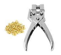 Weddecor 100pcs, 4mm Latón Dorado Ojales Ojales con Agujero Perforadora Alicates Resistente Mano Herramienta de Ajuste para Artesanía en Piel, Reparación & Recambio, Bricolaje Proyectos