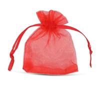 WedDecor 100pcs Bolsas de Organza, 7cm X 9cm Rojo Pequeño Bolsas Organza Detalle de Boda Joyería Bolsas Cordón Caramelo Malla Bolsas para Pequeño Regalos, Navidad, Fiesta Boda Suministros