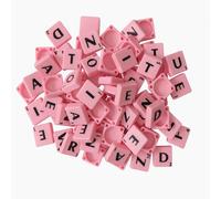 WedDecor 200pcs Plástico Abecedario Letra Figuritas para Manualidades, Completo a-Z Y Número Impreso Arte Marcos, Scrapbook, Bricolaje Project, Ortografía, Home Décor, Luz Rosa