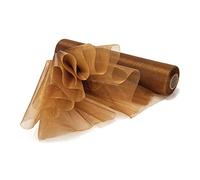 Weddecor 25m X 29cm Nieve Organza Fina Rollos Purpurina Tela para Boda Decoración, Silla y Mesa Espalda Gota, Lazos, Alisador, Cintos, Blanco - Chocolate