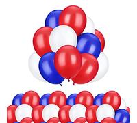 WedDecor 50 globos de látex rojo, azul y blanco, globos de decoración de eventos patrióticos de la bandera de Reino Unido, 10 pulgadas, bandera de Gran Bretaña, celebraciones de cumpleaños del rey