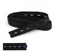 Weddecor Botón Agujero Cordón Elástico Plano Costura Elástico Tira Cinta Bandas Con Agujeros Botones Para Ropa, Mangas, Guantes Costura Y Punto Bricolaje Proyectos, 25mm - Negro, 5 Metres