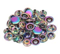 WedDecor Botones de presión grandes de 15 mm de latón resistente de cuatro piezas para manualidades en cuero, cubierta de barco, reparación, reemplazo, ropa, arco iris, 10 juegos