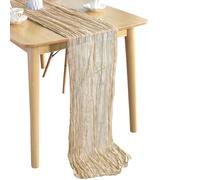 WedDecor Camino de mesa de gasa de 90 x 400 cm, color beige, tela de poliéster, mantel de tela de queso, decoración de mesa para bodas, despedidas de soltera, cumpleaños, banquetes y compromisos, 2