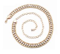 WedDecor Cinturón de cadena para mujer con diamantes de imitación plateados para damas, niñas, ceremonias, vestidos occidentales, bodas, accesorios de moda, fiestas, etc., talla única, Diamante falso