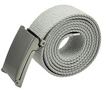 WedDecor Cinturón táctico unisex de lona con hebilla de metal plateado brillante, cinturón ajustable, cinturón casual para hombres y mujeres deportes al aire libre, 26-51 pulgadas, gris, talla única