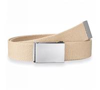 WedDecor Cinturón unisex para cinturón de 26 a 51 pulgadas, estilo militar de combate, tela de algodón, material de lona con hebilla plateada brillante, beige, 32 "- 51"