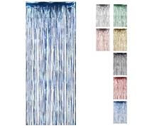 WedDecor Cortinas de flecos de papel de aluminio de 3 pies x 8 pies, color azul, con purpurina, para decoración de fiestas de cumpleaños, telón de fondo de fotos de Navidad, baby shower, 1 paquete