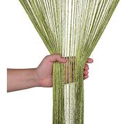 WedDecor Cuerda Cortinas Purpurina Flecos Panel Fly Pantalla Habitación Divisor Cortina de Borla para Puertas, Puerta, Windows, Hogar Decor, Evento Decoración, (90cm x 200cm) - Verde, 90 x 200cm
