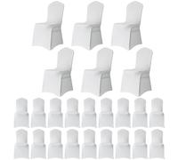 WedDecor Funda protectora blanca para silla elástica de elastano, para decoración de bodas, hoteles, conferencias, eventos, restaurantes, fiestas de cumpleaños y Navidad, 40 unidades