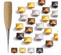 WedDecor Juego de 400 remaches de garra piramidal de 8 mm, multicolor, bronce, oro, plata, plomizo, punk, adornos de cuero para manualidades, ropa, bolsos, calzado con herramienta de perforación de