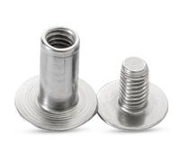 Weddecor Largo Plateado Chicago Ribete Tornillos Uñas Remaches Cruz Cabeza Botón Redonda Plana Tuerca Para Bricolaje Cuero Decoración, Encuadernación, Álbum de Fotos - Plateado, 10mm x 30mm