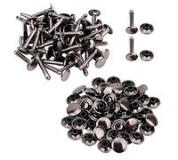 Weddecor Latón Extra Largo Remaches de Cuero Recambio Doble Taxi Tuercas Tabular Botones a Presión Para Bricolaje Cuero Manualidades Reparaciones Decoración - Gunmetal, 9mm x 18mm