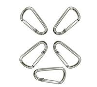 WedDecor Mosquetón de 45 mm con resorte de aluminio, cierre de gancho en forma de D, clip para llavero para acampar al aire libre, ciclismo, viajes, soporte para llavero, plata, 5 unidades