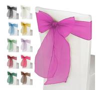 WedDecor Organza Cintos para Silla Fundas Fuller Lazo Listones en la Antigüedad Oro para Banquete, Cumpleaños,Anniverysary,Navidad Fiestas,Evento Decoración,17cm x 280cm - Fucsia