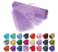 Weddecor Rollo de tela de organza transparente de 25 m x 29 cm, color lila y morado, para camino de mesa, decoración de boda y Navidad, lazos para cubrir sillas, recuerdos de fiesta, suministros de