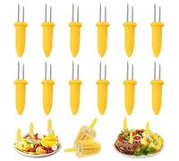 WeddHuis 12pcs Soportes para Maíz BBQ, Pinchos de Maíz de Acero Inoxidable, Sujetadores de Maíz de Doble Punta, Accesorios para Parrilla, Tenedores de Maíz, Brochetas, Tenedores de Fruta