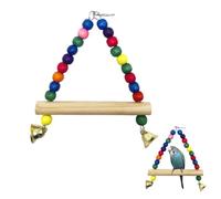 WeddHuis 1pcs Columpio de Madera Triangular con Campana Accesorios para Jaula de Pájaros para Loros, Periquitos, Parejas, Cotorras, Aras (Entrenamiento)