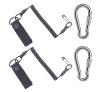 WeddHuis 2 Mosquetones Lanyard Táctico Paracord, Cable Espiral Elástico, Soporte RSG Equipo Policial Cinta para Tijeras de Rescate, Linterna, Spray de Pimienta, Actividades Outdoor (Negro)