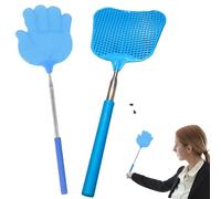 WeddHuis 2 Piezas Matamoscas Extensible Estable, Matamoscas de Plástico, Control Manual de Swat Ajustable para Controlar Moscas, Mosquitos, Avispas, Plagas, Fly Swatter, Atrapa Mosquitos (Azul)