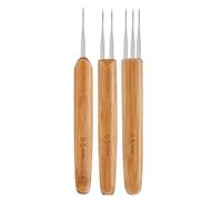 WeddHuis 3 piezas Ganchillos para Dreadlocks,Herramientas Profesionales para Trenzas y Dreadlocks,Agujas Crochet,Tamaños Variados (1,2,3 Ganchos),Mango de Madera,Acero Inoxidable (0,5mm)