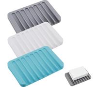 WeddHuis 3 piezas jabonera de silicona autodrenante, dispensador de jabón en pastilla, jabonera en pastilla, jabonera para baño, fregadero de cocina, mantiene el jabón seco