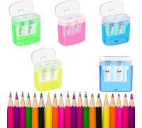 WeddHuis 4 pcs Sacapuntas Sacapuntas de Doble Agujero Sacapuntas Portátiles Antideslizantes de Seguridad Adecuadas para Uso Doméstico y Escolar
