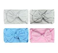 WeddHuis 4 Piezas Diademas Bebé Niña, Elástico Suave Turbante Bebé Niña Cinta Pelo Diademas Bebé de Nailon con Lazo Vendas del Bebé Felpas Bebe Niña Recién Nacida