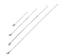 WeddHuis 4 Piezas Extensor de Collar Plata, 5/10/15/20 cm Extensor de Collar Extensión Extensor de Cadena Necklace Extender para Collares Pulseras Fabricación de Joyas Mujeres Hombres (4 Tamaños)