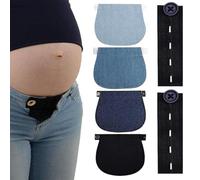 WeddHuis 4 piezas Extensores de Jeans con Cintura Ajustable,Maternidad,Pretina Alargador de Pantalones,Extensiones de Cintura Elástico,Cinturón de Sujeción,Faja para Embarazada,Body para Bebe