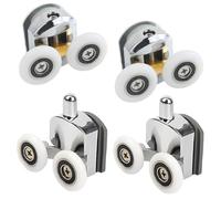 WeddHuis 4 Piezas Set de rodamientos de mampara corredera de ducha doble, ruedas mampara ducha, rueda para puertas correderas, rueda mamparas, con guías y ruedas de 25 mm de diámetro