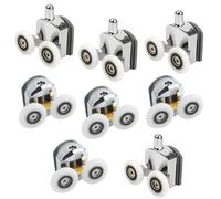 WeddHuis 8 Piezas Set de rodamientos de mampara corredera de ducha doble, ruedas de mampara de ducha, guías y ruedas de 23 mm de diámetro (23mm-4top +4bottom)