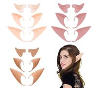WeddHuis 9 Pares Orejas de Elfo Suaves de Látex para Niños y Adultos, Cosplay, Navidad, Halloween, Carnaval, Accesorios para Fiestas (3 Tamaños) (Claro, Rosa, Oscuro)