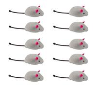 WeddHuis Juguetes para Gatos, 10 Piezas Peludo Ratones sonajero pequeño Ratón Gato Gatito Interactivo, Gris