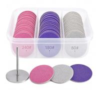 WeddHuis Set 60 piezas discos de papel de lija de 25mm con broca de metal para uñas,grano 80#180#240#,discos de lija para pedicura de uñas,repuestos de fresas para pies