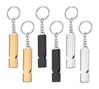 WeddHuis Silbato de Supervivencia y Emergencia, 6 Piezas, Silbato de Árbitro con Llavero, Silbato de Doble Frecuencia para Supervivencia, Camping, Senderismo y Uso Militar (Oro, Plata, Negro)