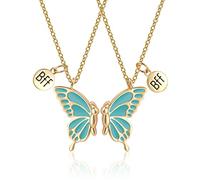 WEDDINEN Bonitos collares de mariposa para 2, collar de amistad de mariposa esmaltada para adolescentes, niñas, mujeres, mejor amiga, regalo de cumpleaños, Cobre, No es una piedra preciosa