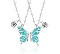 WEDDINEN Bonitos collares de mariposa para 2, collar de amistad de mariposa esmaltada para adolescentes, niñas, mujeres, mejor amiga, regalo de cumpleaños, Cobre, No es una piedra preciosa