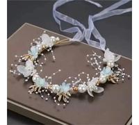 Wedding Accessory Bride Crown Hair Crystal Jewelry Tiara With Pearls Flowers Floral Pearl Bridal Headband(Color1)