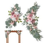 Wedding Arch Flowers - 2 piezas reutilizables, color rosa | Boda Floral Arrangements PP+silk 60cm | for Bridal Ceremony Recepción Shower Backdrop Garden Wall Door