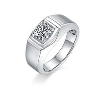 Wedding Bands Vintage, Sterling Silver Silver Cubic Zirconia Rings, White Hexagon Square Ring for Men