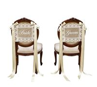 Wedding Chair Signs - Lace Bride Groom Seat Decor With Ribbon
