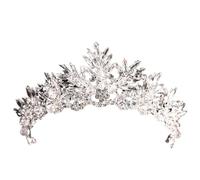 Wedding Crown Black Rhinestone Crystal Bridal Headdress Hair Accessories Tiara Handmade Gift para Bodas(Silver)